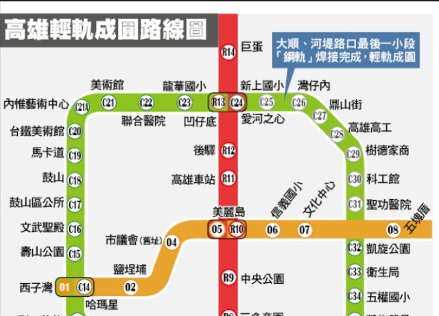 高雄「輕軌成圓」 明年元旦試營運