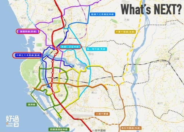 最新版高雄捷運整體路網計畫 藍線、青線仁武延伸線曝光