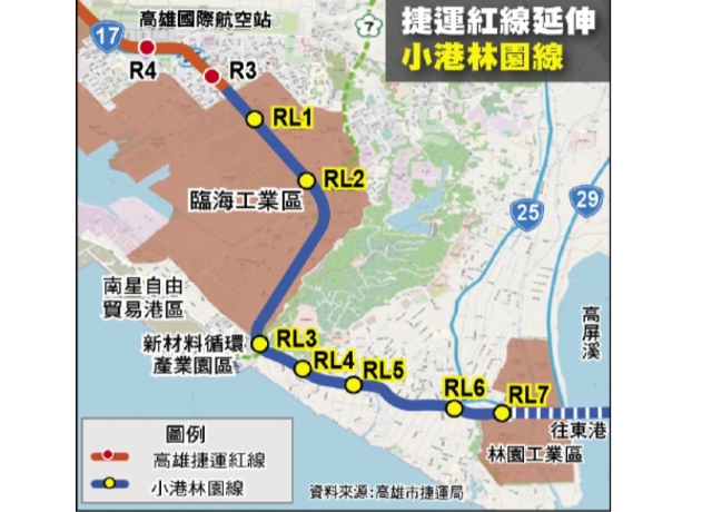小港林園線石化專區站 高捷：高架較經濟安全