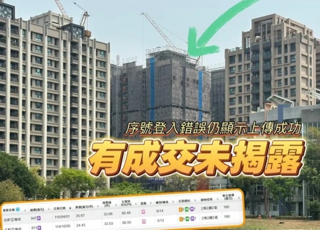 實登有BUG 高雄地上權「名軒亞灣城」申報15戶將陸續揭露